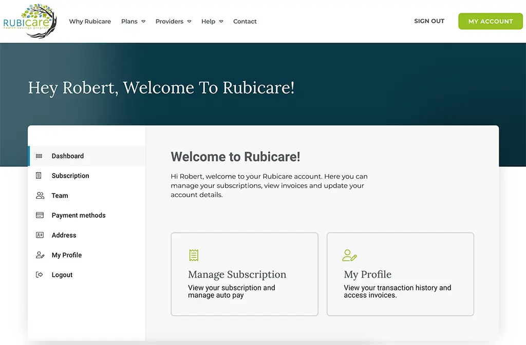 Rubicare dashboard